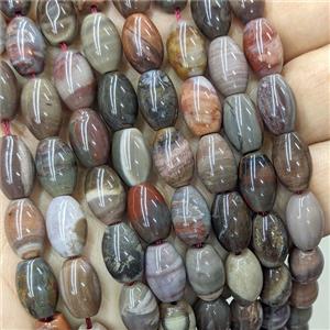 Natural Wood Petrified Jasper Rice Beads, approx 8-12mm [GB25905]
