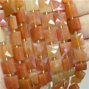 Red Aventurine Square Beads Faceted, approx 10mm [GB25914]