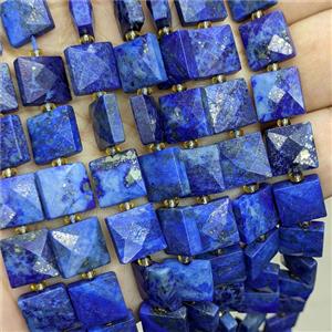 Blue Lapis Lazuli Square Beads Faceted, approx 10mm [GB25921]