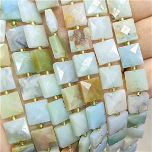 Chinese Amazonite Square Beads Faceted, approx 10mm [GB25923]