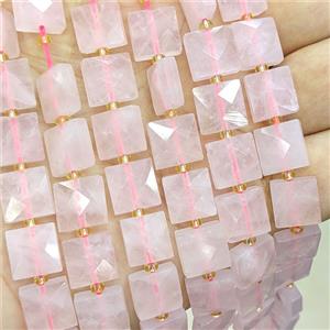 Pink Rose Quartz Square Beads Faceted, approx 10mm [GB25925]
