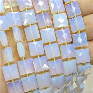 White Opalite Square Beads Faceted, approx 10mm [GB25927]