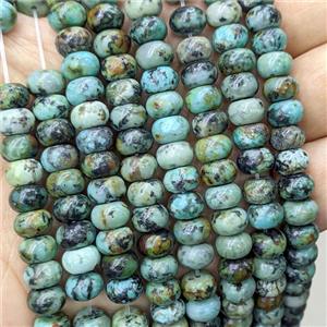 Natural African Turquoise Beads Green Smooth Rondelle, approx 4x6mm [GB25941-4X6MM]