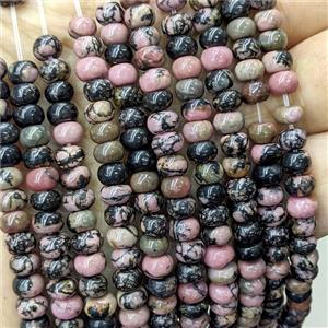 Natural Chinese Rhodonite Beads Smooth Rondelle, approx 5x8mm [GB25943-5X8MM]
