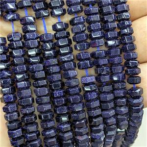 Blue Sandstone Hexagon Beads, approx 6mm [GB25947]