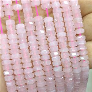 Natural Pink Rose Quartz Hexagon Beads, approx 6mm [GB25955]