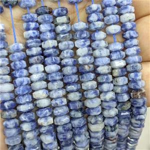 Natural Blue Dalmatian Jasper Hexagon Beads, approx 6mm [GB25956]