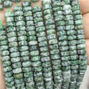 Natural Green Dalmatian Jasper Hexagon Beads, approx 6mm [GB25957]