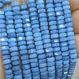 Natural Blue Magnesite Turquoise Hexagon Beads Dye, approx 6mm [GB25959]
