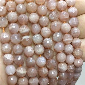 Natural Peach Sunstone Beads Faceted Round, approx 10mm [GB25975-10MM]