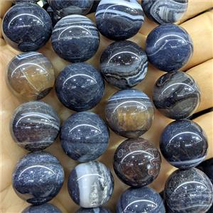 Natural Black Stripe Agate Beads Banded Smooth Round Dye, approx 20mm [GB25984]
