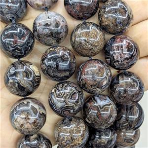 Natural Mexican Crazy Lace Agate Beads Black Dye Smooth Round, approx 20mm [GB25987]