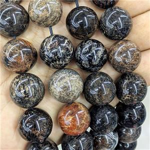 Natural Coral Fossil Beads Smooth Round Black Dye B-Grade, approx 20mm [GB25988-20MM]