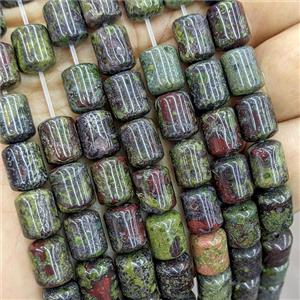 Natural Dragon Bloodstone Tube Beads, approx 8-10mm [GB25994]