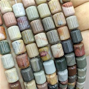 American Picture Jasper Tube Beads Multicolor, approx 8-10mm [GB25995]