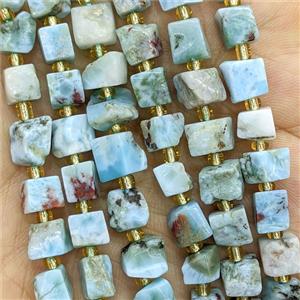 Natural Blue Larimar Cube Beads B-Grade, approx 6-8mm [GB25999]