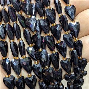 Natural Black Obsidian Heart Beads Faceted, approx 9-13mm [GB26002]