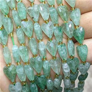 Natural Green Strawberry Quartz Heart Beads Faceted, approx 9-13mm [GB26003]