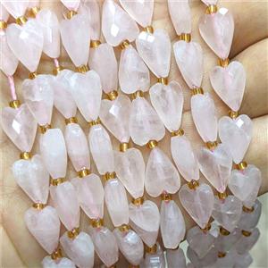 Natural Pink Rose Quartz Heart Beads Faceted, approx 9-13mm [GB26004]