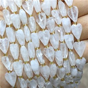 Natural Clear Quartz Heart Beads Faceted, approx 9-13mm [GB26011]