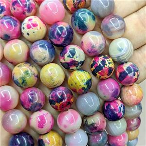 Natural Agate Beads Multicolor Dye Smooth Round, approx 14mm [GB26036]