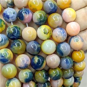 Natural Agate Beads Multicolor Dye Smooth Round, approx 14mm [GB26037]
