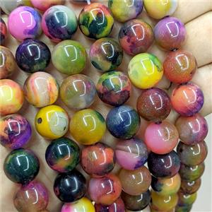 Natural Agate Beads Multicolor Dye Smooth Round, approx 14mm [GB26042]