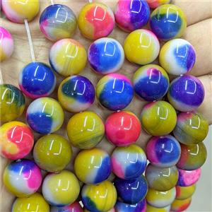 Natural Agate Beads Multicolor Dye Smooth Round, approx 14mm [GB26044]