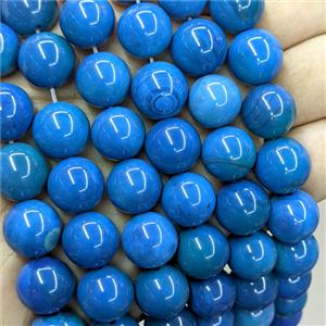 Natural Agate Beads Blue Dye Smooth Round, approx 14mm [GB26048]