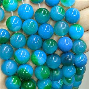 Natural Agate Beads Blue Dye Smooth Round, approx 14mm [GB26049]