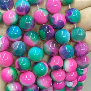 Natural Agate Beads Multicolor Dye Smooth Round, approx 14mm [GB26050]