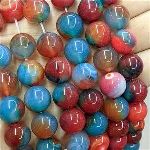 Natural Agate Beads Multicolor Dye Smooth Round, approx 14mm [GB26056]
