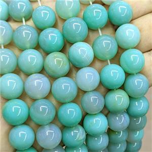 Natural Agate Beads Green Dye Smooth Round, approx 14mm [GB26057]