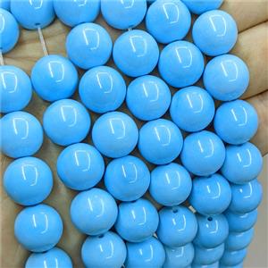 Natural Agate Beads Blue Dye Smooth Round, approx 14mm [GB26058]