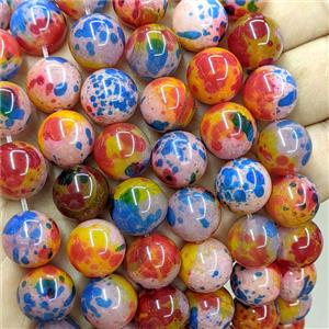 Natural Agate Beads Multicolor Dye Smooth Round, approx 14mm [GB26059]