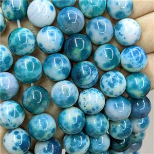 Natural Agate Beads Teal Dye Smooth Round, approx 14mm [GB26069]