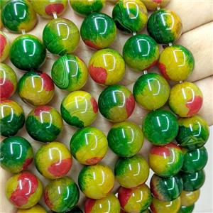 Natural Agate Beads Multicolor Dye Smooth Round, approx 14mm [GB26077]