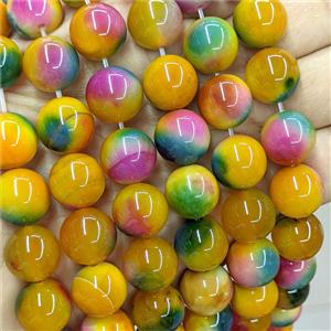 Natural Agate Beads Multicolor Dye Smooth Round, approx 14mm [GB26078]