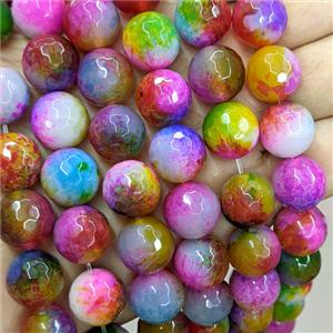 Natural Agate Beads Multicolor Dye Faceted Round, approx 14mm [GB26081]