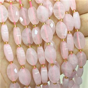 Pink Rose Quartz Horse-Eye Beads Faceted, approx 9-14mm [GB26084]