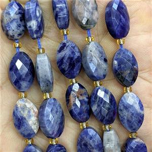 Blue Sodalite Horse-Eye Beads Faceted, approx 9-14mm [GB26086]