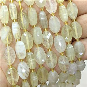 Natural Lemon Quartz Horse-Eye Beads Faceted, approx 9-14mm [GB26091]