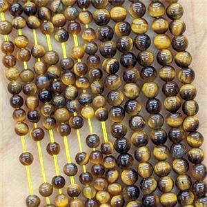 Natural Tiger Eye Stone Beads Smooth Round Pony, approx 2mm [GB26119-2MM]