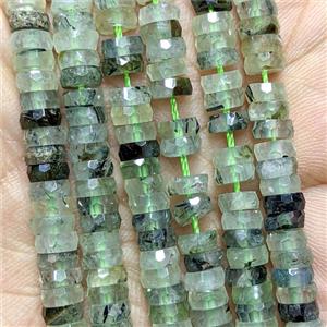 Natural Green Prehnite Heishi Beads Faceted, approx 2x6mm [GB26132]