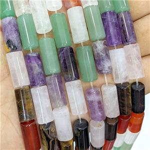 Mix Gemstone Tube Beads, approx 8-16mm [GB26160]