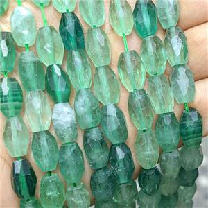 Natural Green Fluorite Barrel Beads Faceted, approx 8-14mm [GB26169]