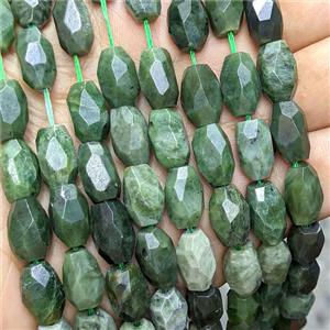 Natural Green Canadian Chrysoprase Barrel Beads Faceted, approx 8-14mm [GB26173]