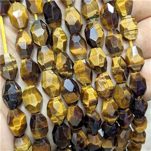 Natural Tiger eye Stone Barrel Beads Faceted, approx 7-12mm [GB26179]