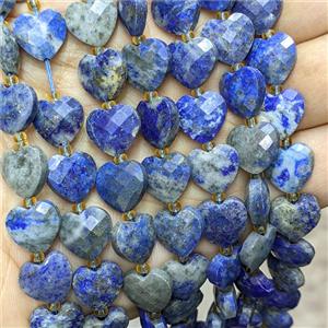 Natural Blue Lapis Lazuli Heart Beads Faceted, approx 12mm [GB26195]
