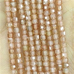 Champagne Cubic Zirconia Cube Beads, approx 2mm [GB26246]